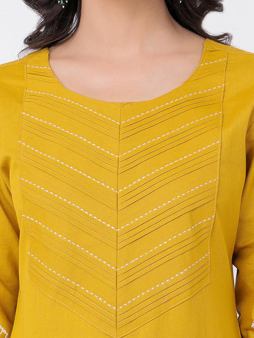 yellow cotton kurta pant set - 21320623 - Standard Image - 4