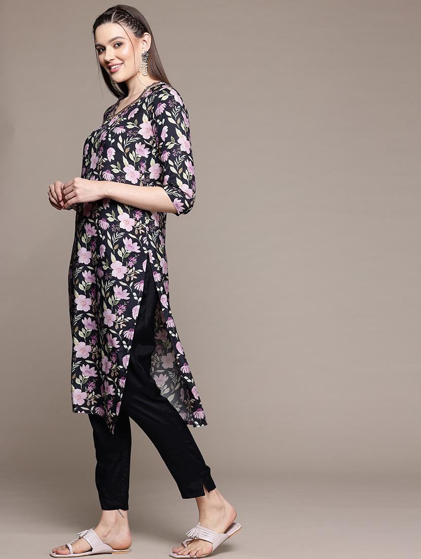 women three quarter sleeve kurta pant with dupatta set - 21320638 -  Standard Image - 1