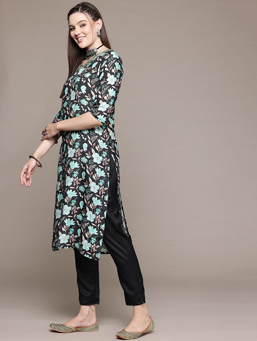 women three quarter sleeve kurta pant with dupatta set - 21320639 - Standard Image - 1