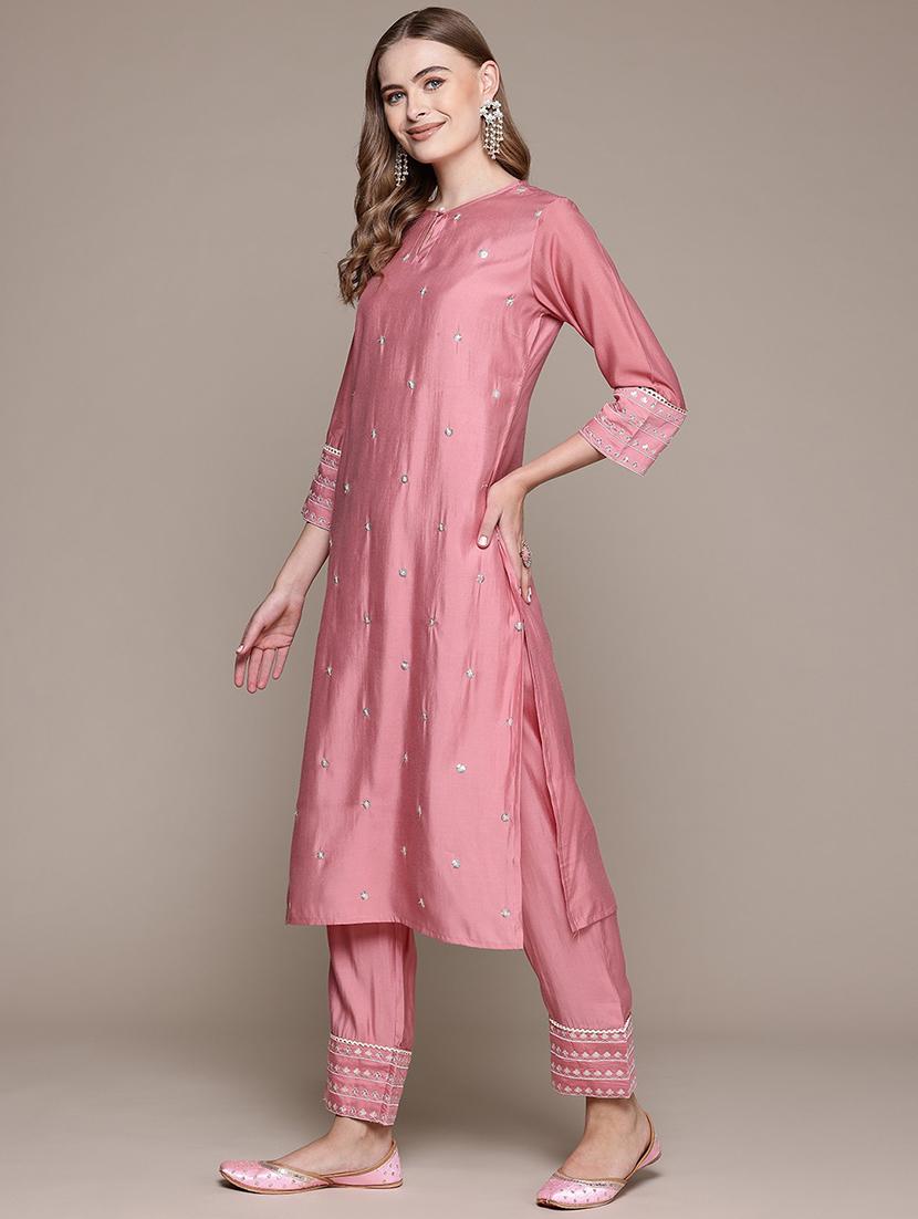 women three quarter sleeve kurta pant with dupatta set - 21320659 - Standard Image - 1