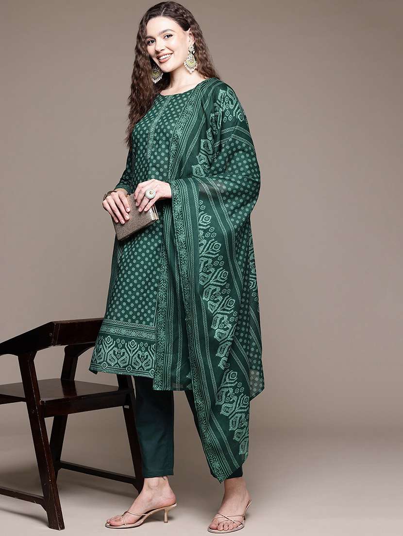 women three quarter sleeve kurta pant with dupatta set - 21320715 -  Standard Image - 1