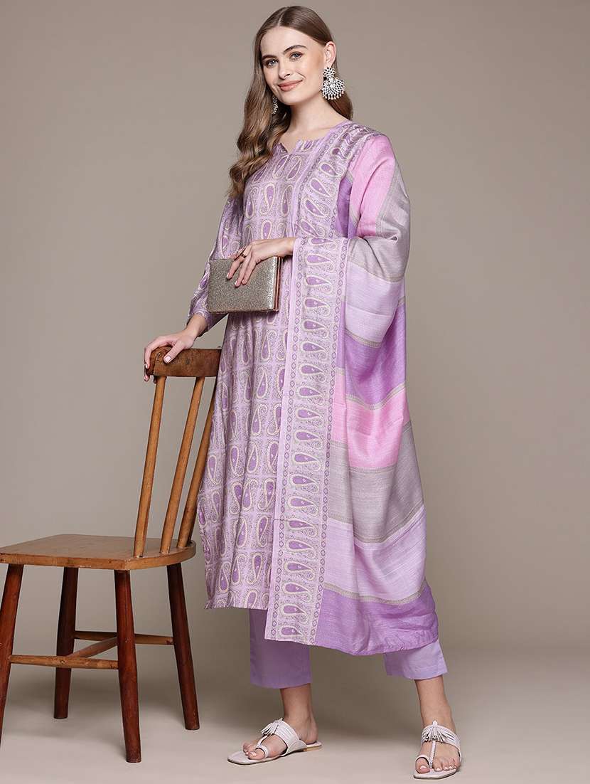 women three quarter sleeve kurta pant with dupatta set - 21320716 -  Standard Image - 1