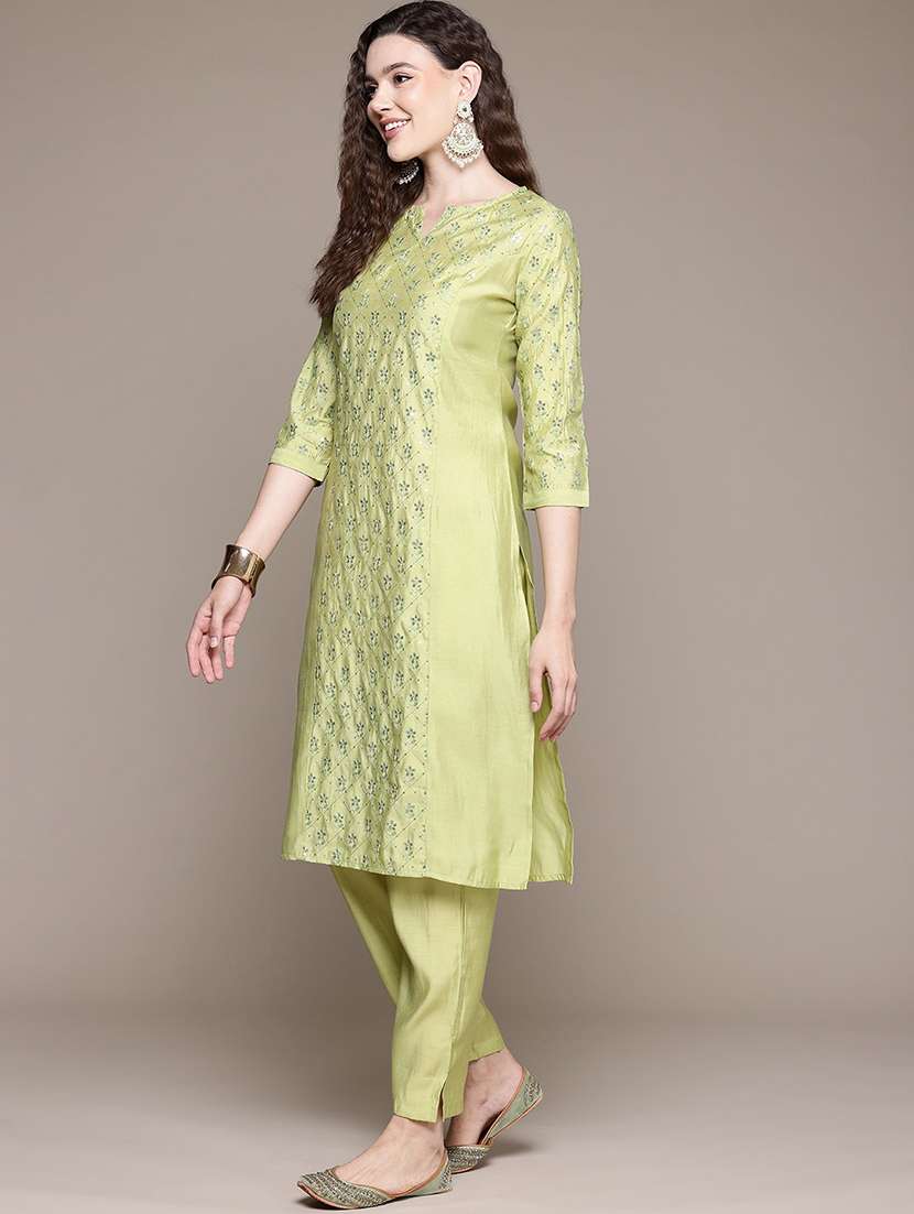 women sequin work notch neck kurta pant set - 21320740 -  Standard Image - 1