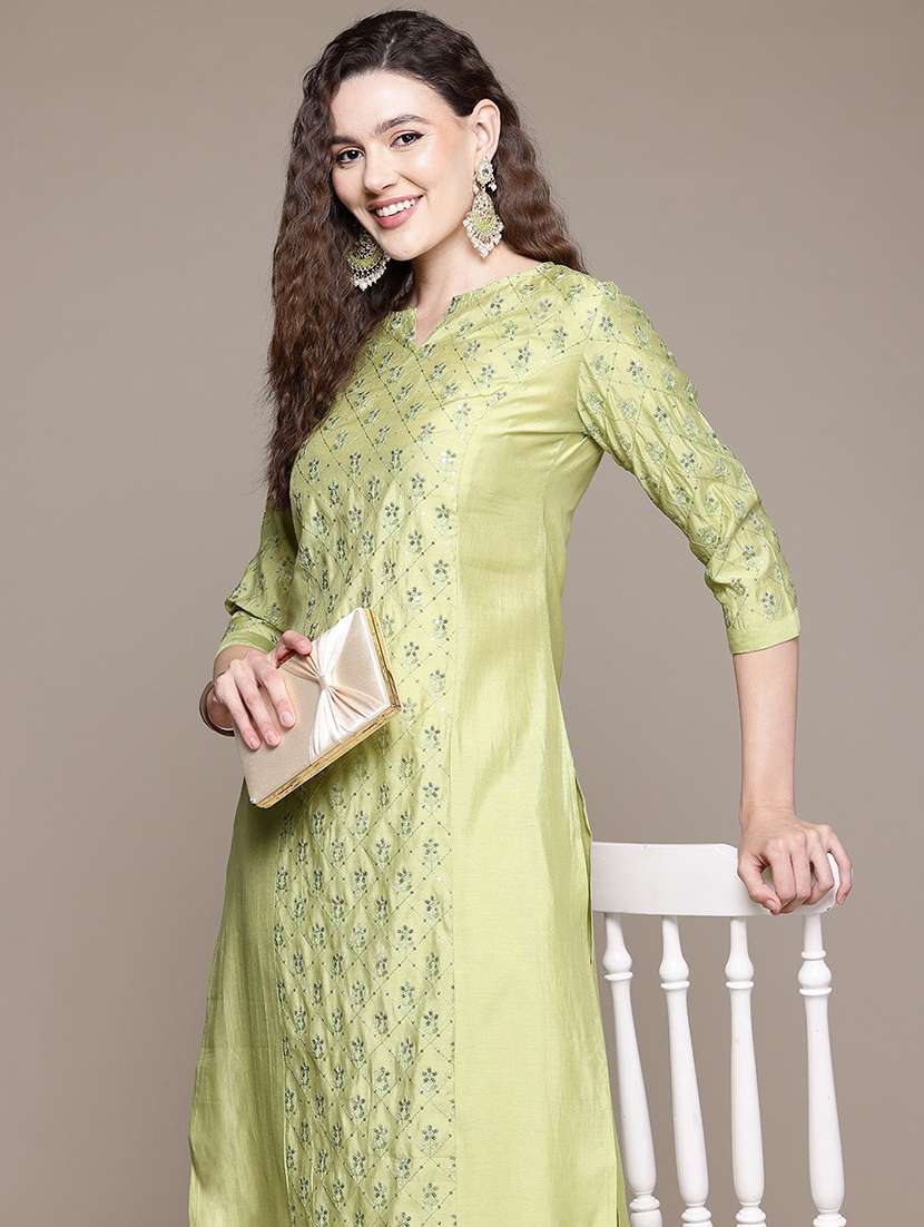 women sequin work notch neck kurta pant set - 21320740 -  Standard Image - 4