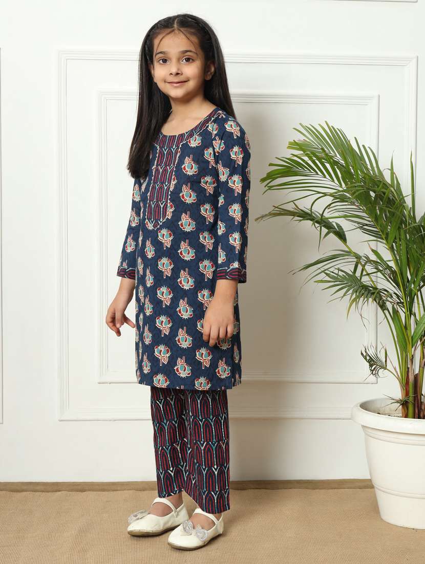 girls printed kurta palazzo suit set - 21322049 -  Standard Image - 1