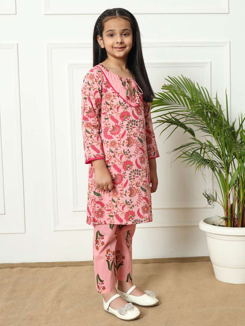 girls printed kurta palazzo suit set - 21322070 -  Standard Image - 1