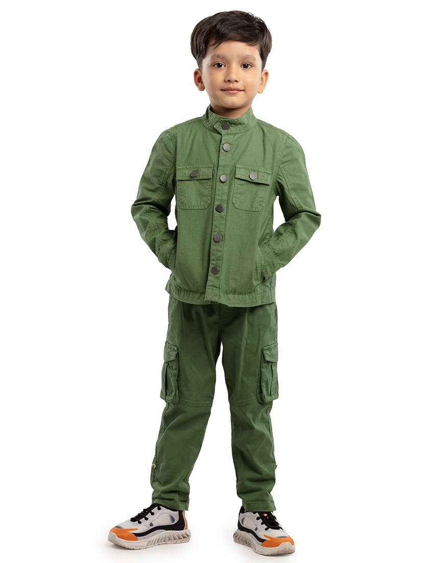 Green Solids Long Sleeves Jackets - 21322078 -  Standard Image - 4