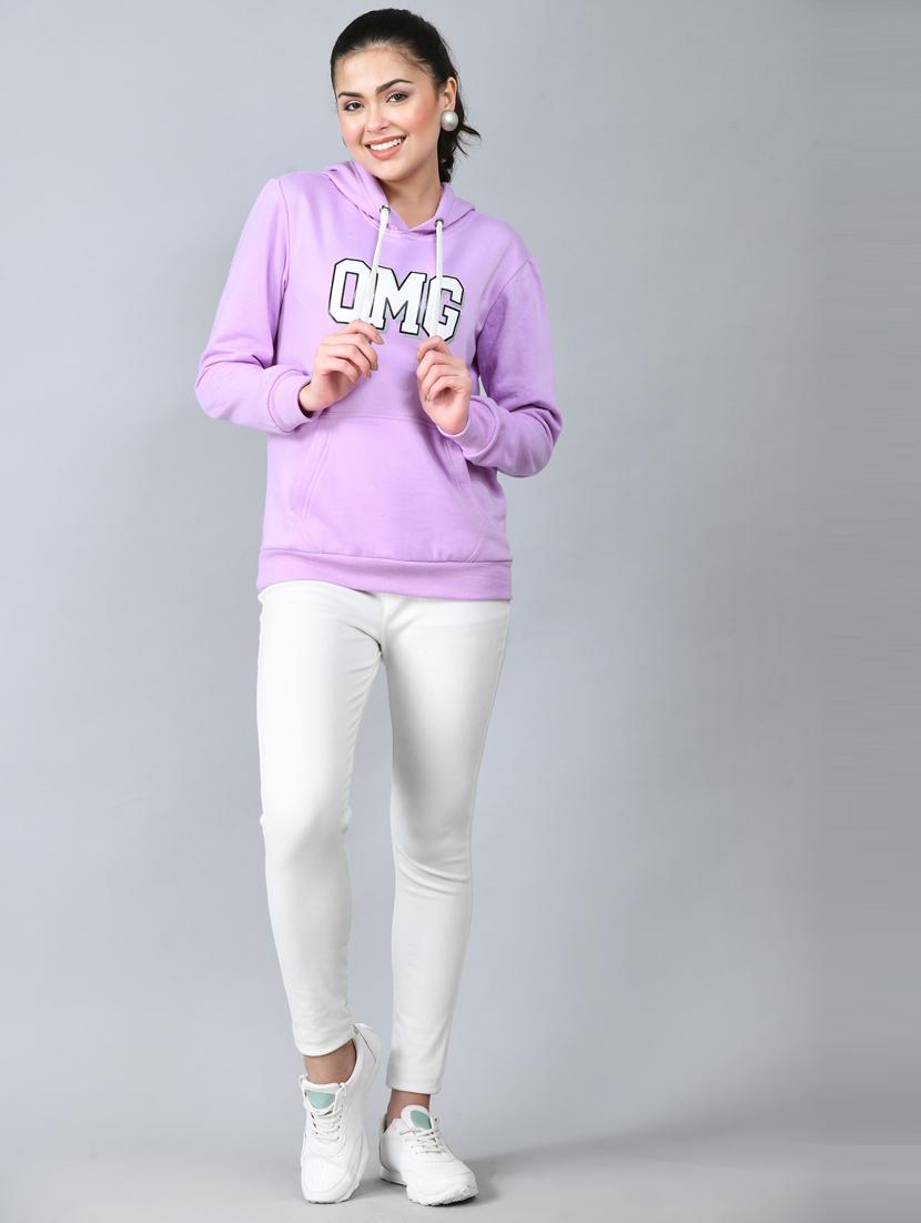 women lavender fleece front print sweatshirt - 21322648 - Standard Image - 4