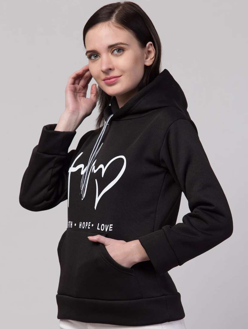 women black fleece front print sweatshirt - 21322652 -  Standard Image - 1