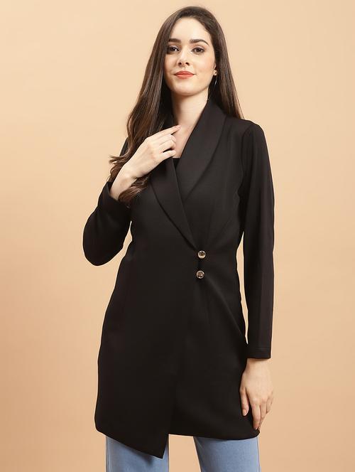 women black polyester formal blazer - 21324430 - Standard Image - 0