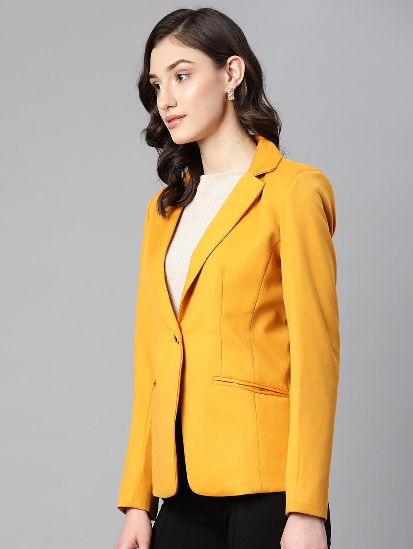 women solid lapel collar formal blazer - 21324434 - Standard Image - 1