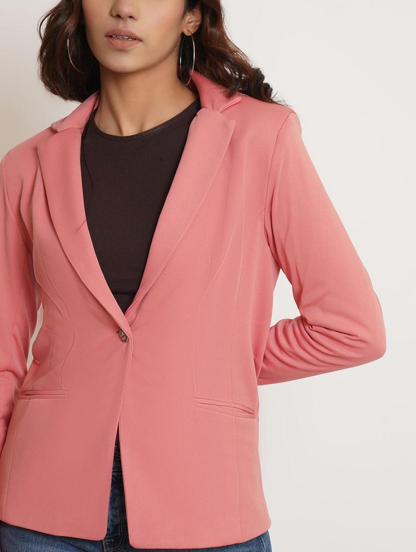women solid lapel collar formal blazer - 21324439 - Standard Image - 4