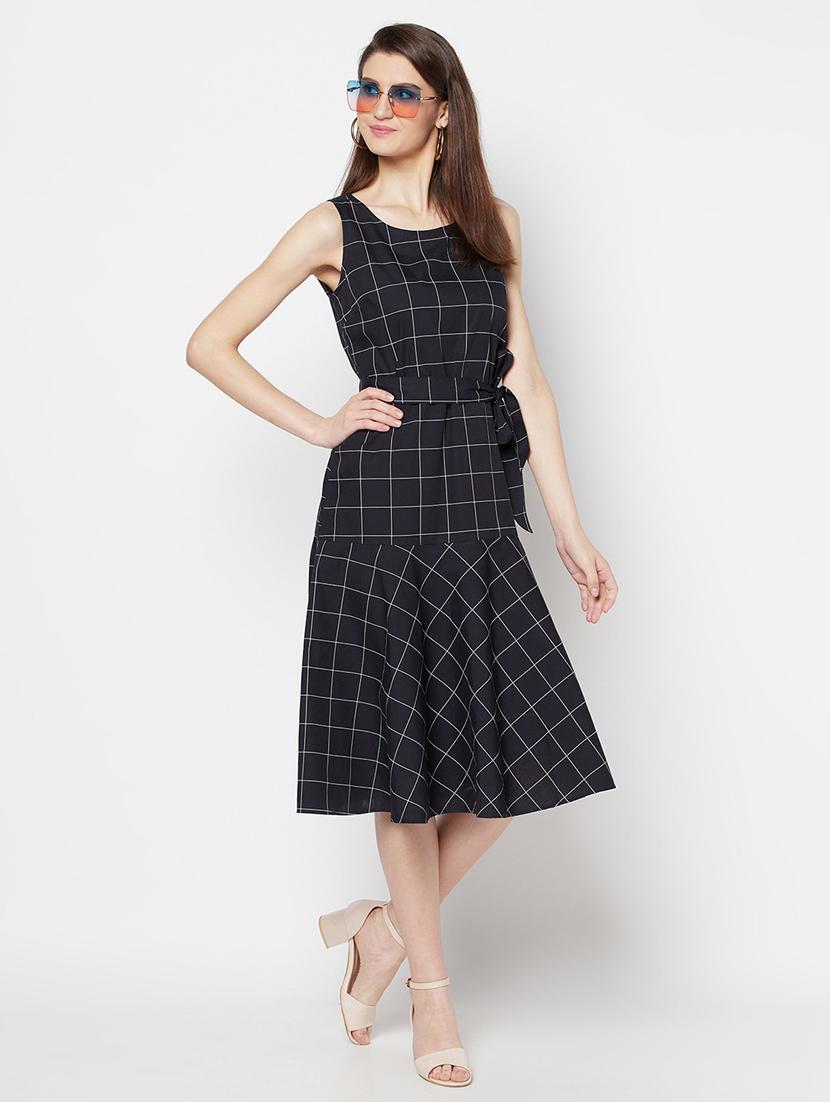 women black polyester a-line dress - 21324476 - Standard Image - 1