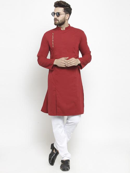 men solids long sleeves kurta - 21324562 -  Standard Image - 0
