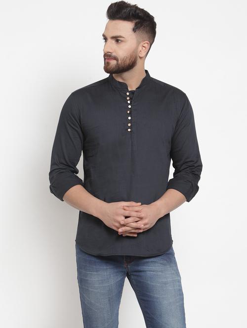men solids long sleeves kurta - 21324567 -  Standard Image - 0