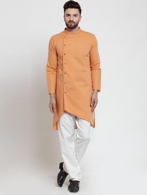 men solids long sleeves kurta - 21324583 - Standard Image - 0