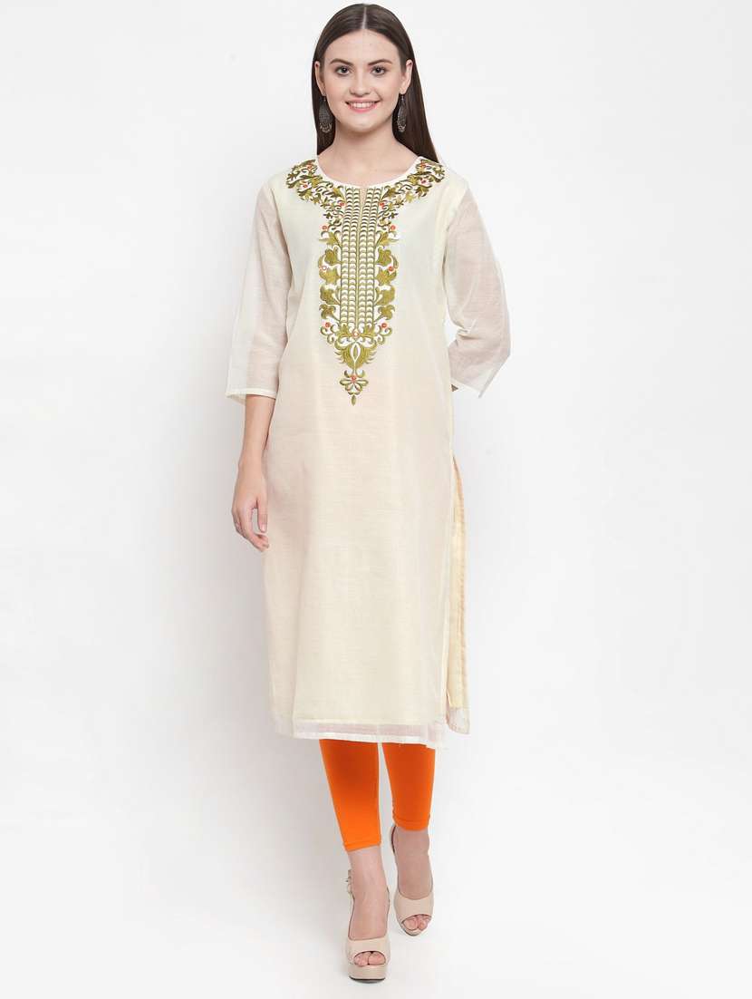 women three quarter sleeve straight kurta