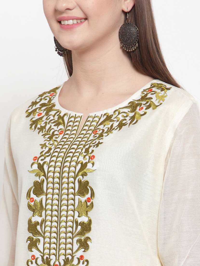 women three quarter sleeve straight kurta - 21324641 -  Standard Image - 4