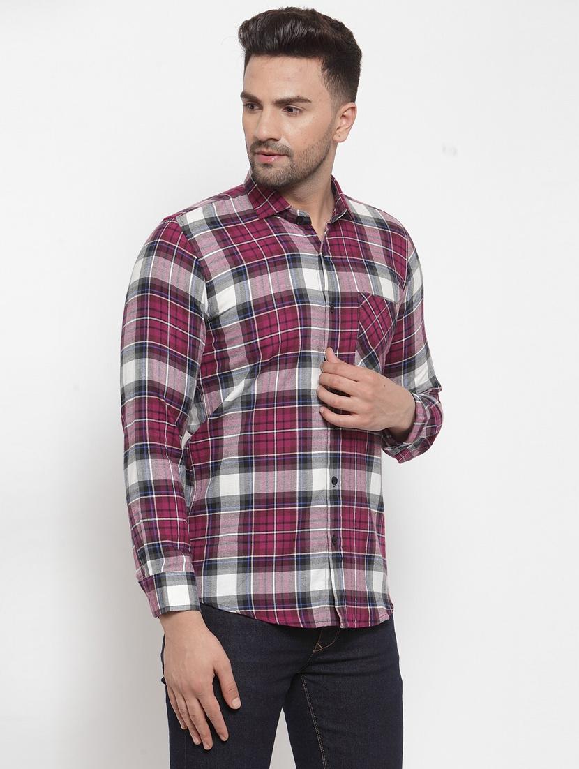 men long sleeved checkered casual shirt - 21324701 - Standard Image - 1