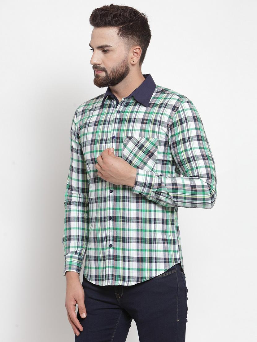 men long sleeved checkered casual shirt - 21324712 - Standard Image - 1