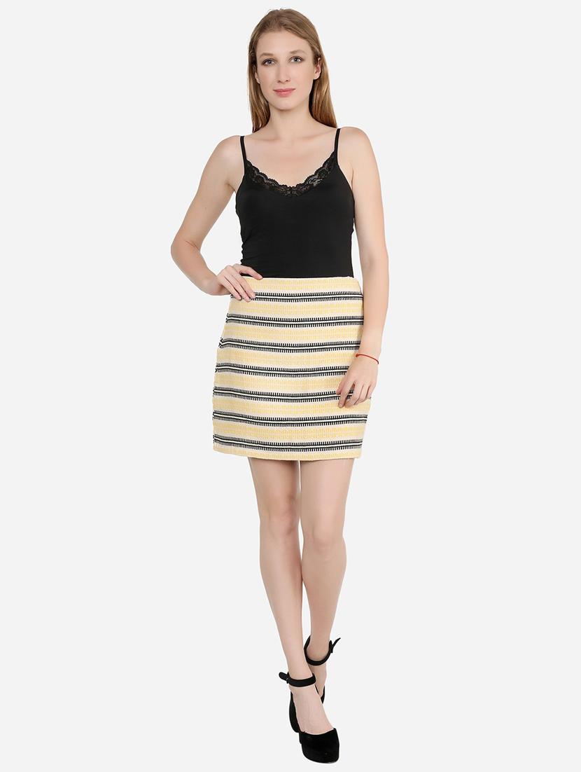 women cream cotton blend a-line skirt - 21324726 - Standard Image - 4