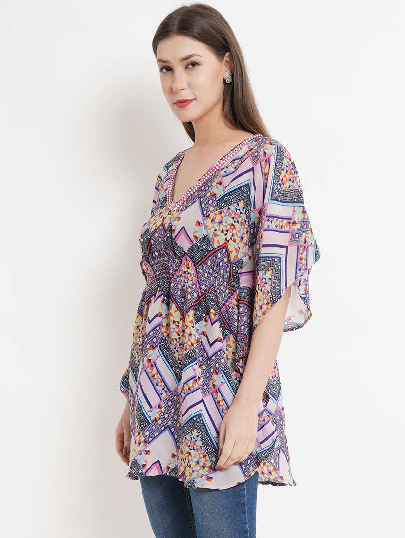 women off white polyester kaftan top - 21324740 - Standard Image - 1