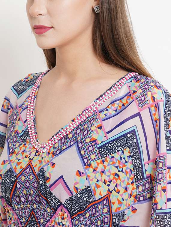 women off white polyester kaftan top - 21324740 - Standard Image - 4