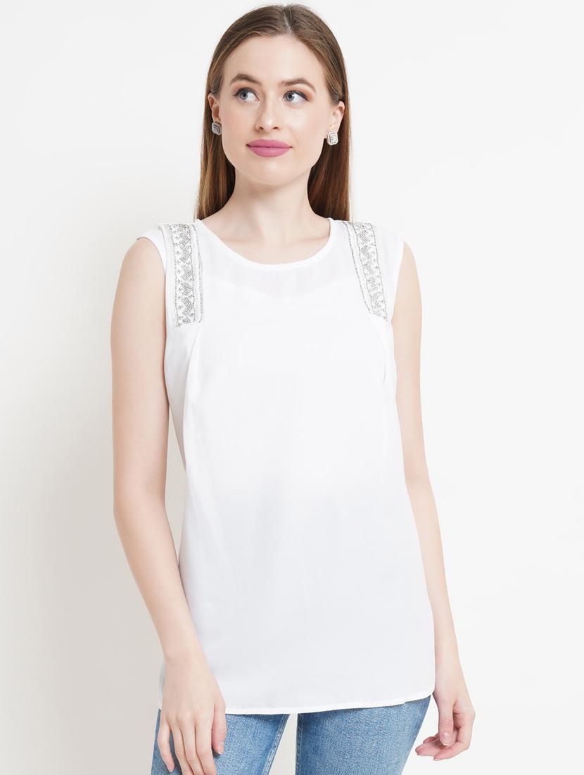 women white polyester regular top - 21324756 -  Zoom Image - 0