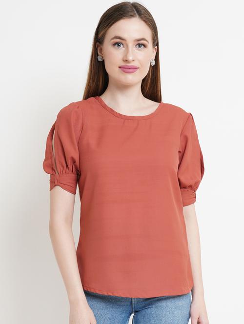 women peach polyester regular top - 21324765 - Standard Image - 0