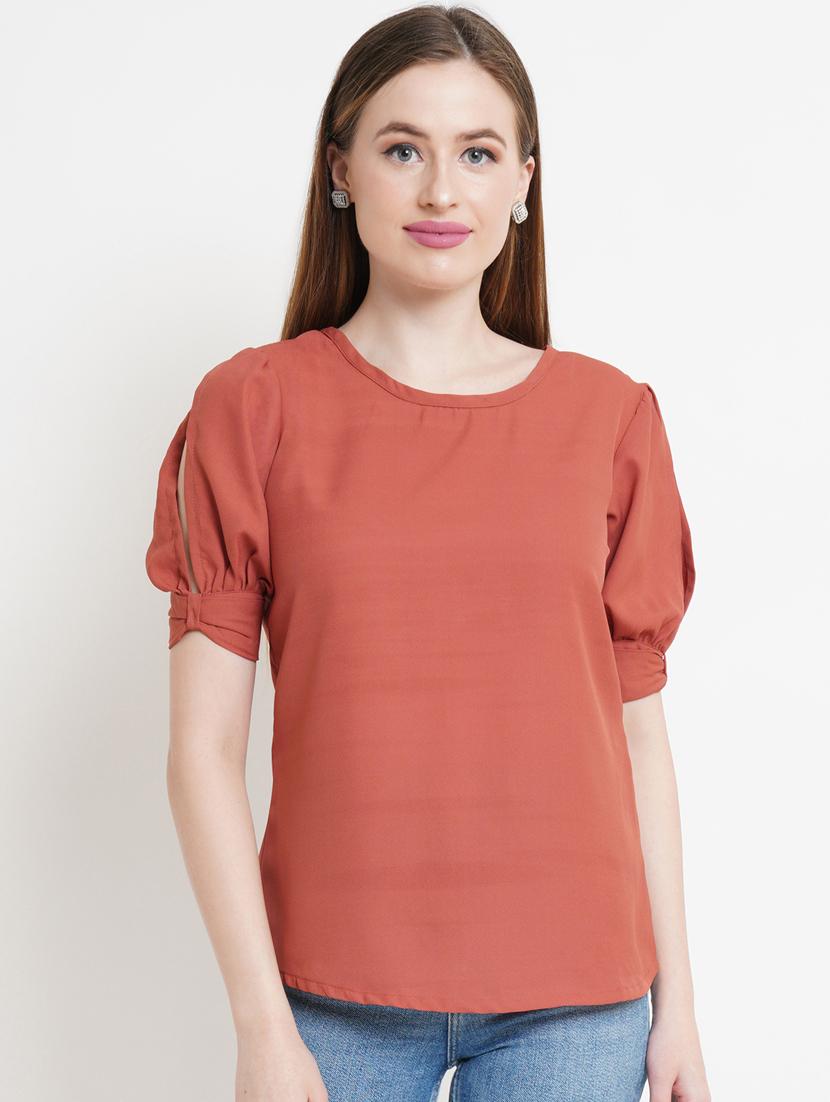 women peach polyester regular top - 21324765 - Zoom Image - 0