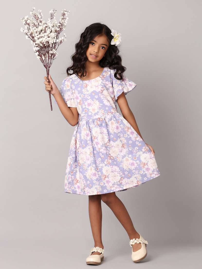 girls floral printed round neck frock - 21324961 -  Standard Image - 1