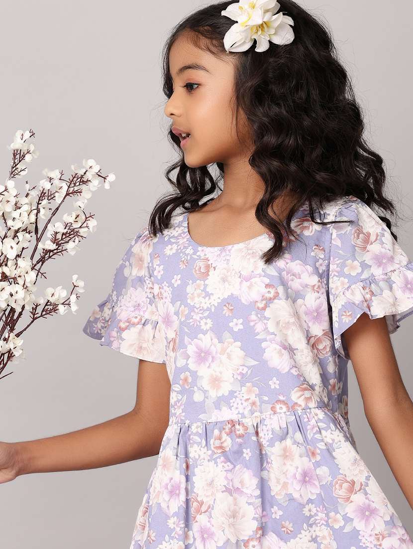 girls floral printed round neck frock - 21324961 -  Standard Image - 4