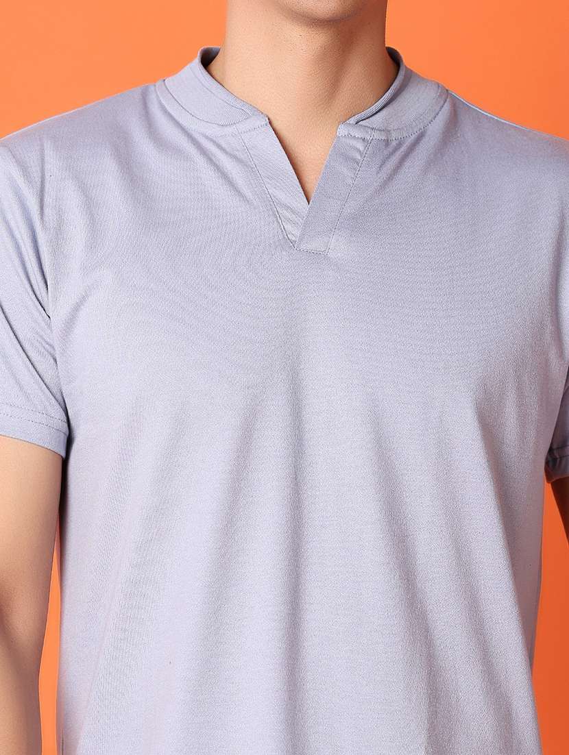 men grey cotton plain t-shirt - 21325034 -  Standard Image - 4