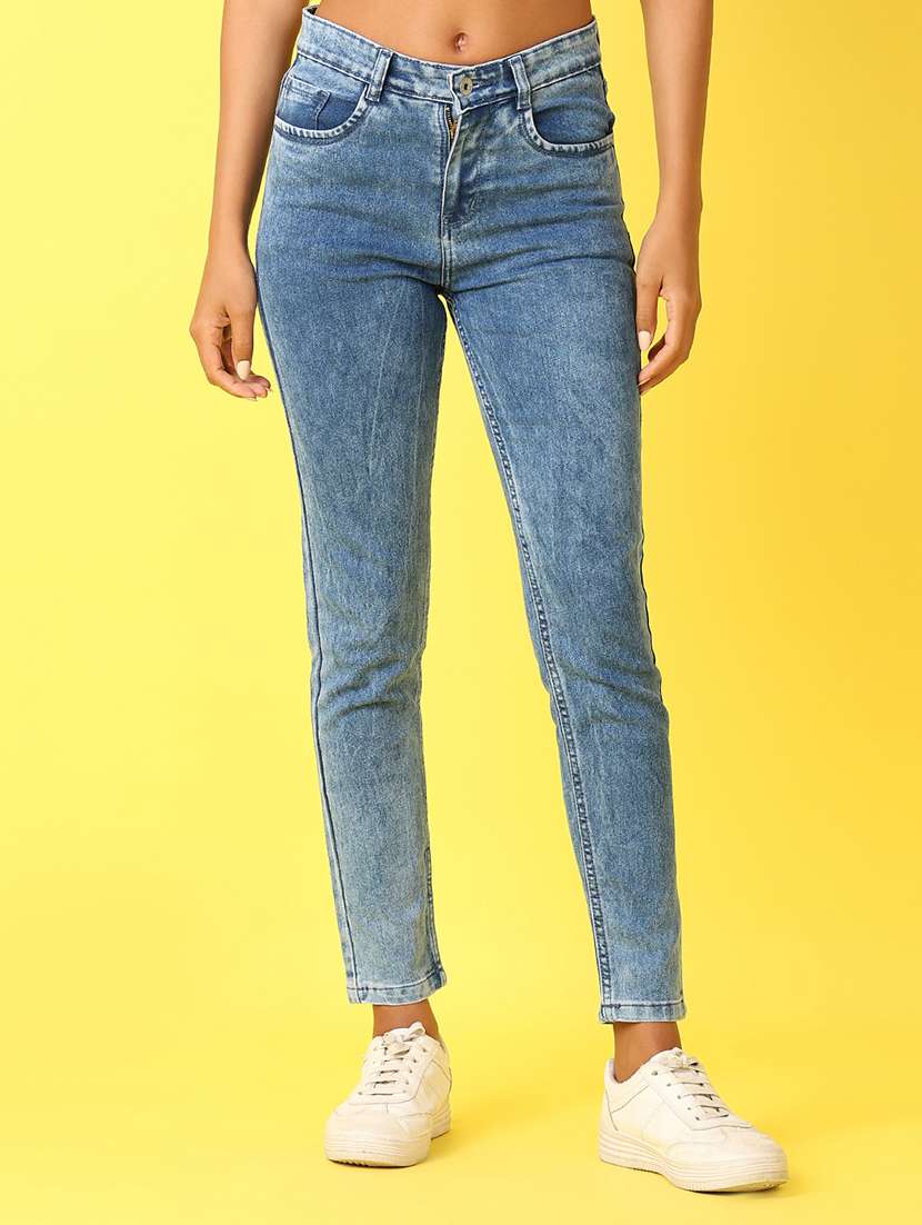 women plain skinny fit denim jeans