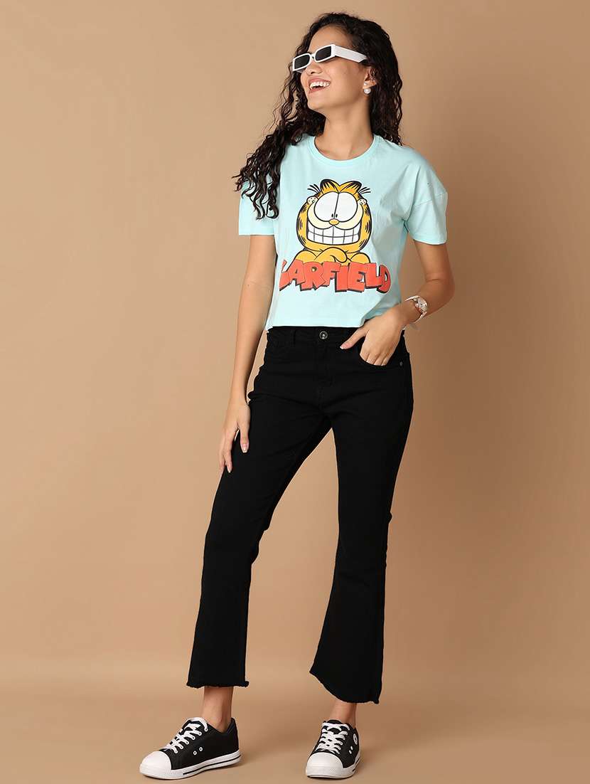 women round neck printed crop t-shirt - 21325126 - Standard Image - 4