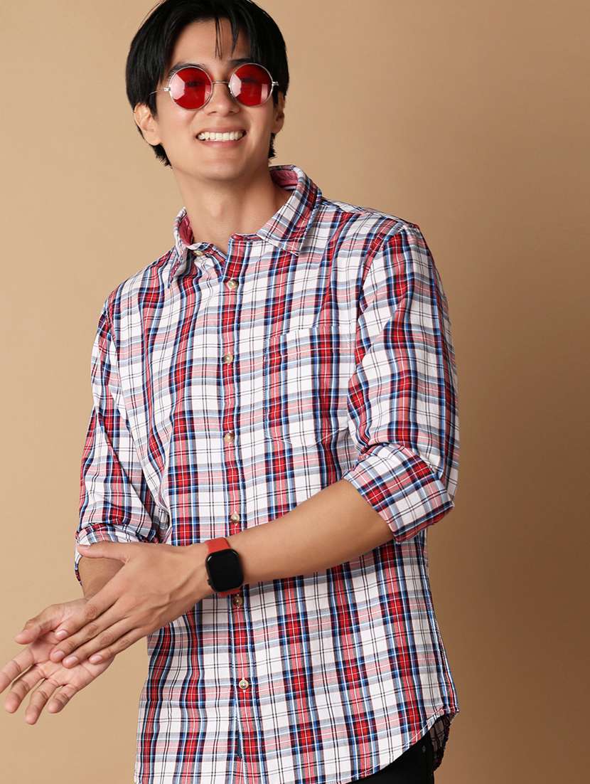 men checkered cotton casual shirt - 21325141 -  Standard Image - 1