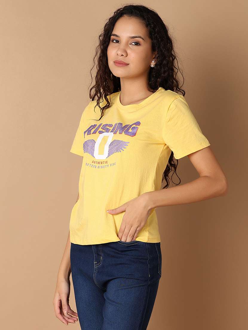 women chest print short sleeves t-shirt - 21325157 -  Standard Image - 1