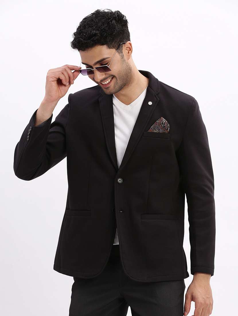 men solid single breasted casual blazer - 21325345 - Standard Image - 1
