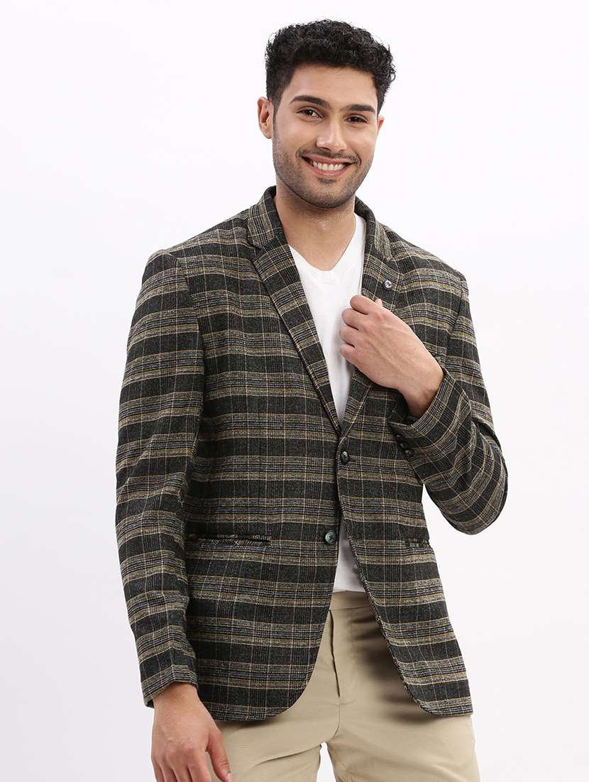 men checkered single breasted casual blazer - 21325349 -  Standard Image - 1