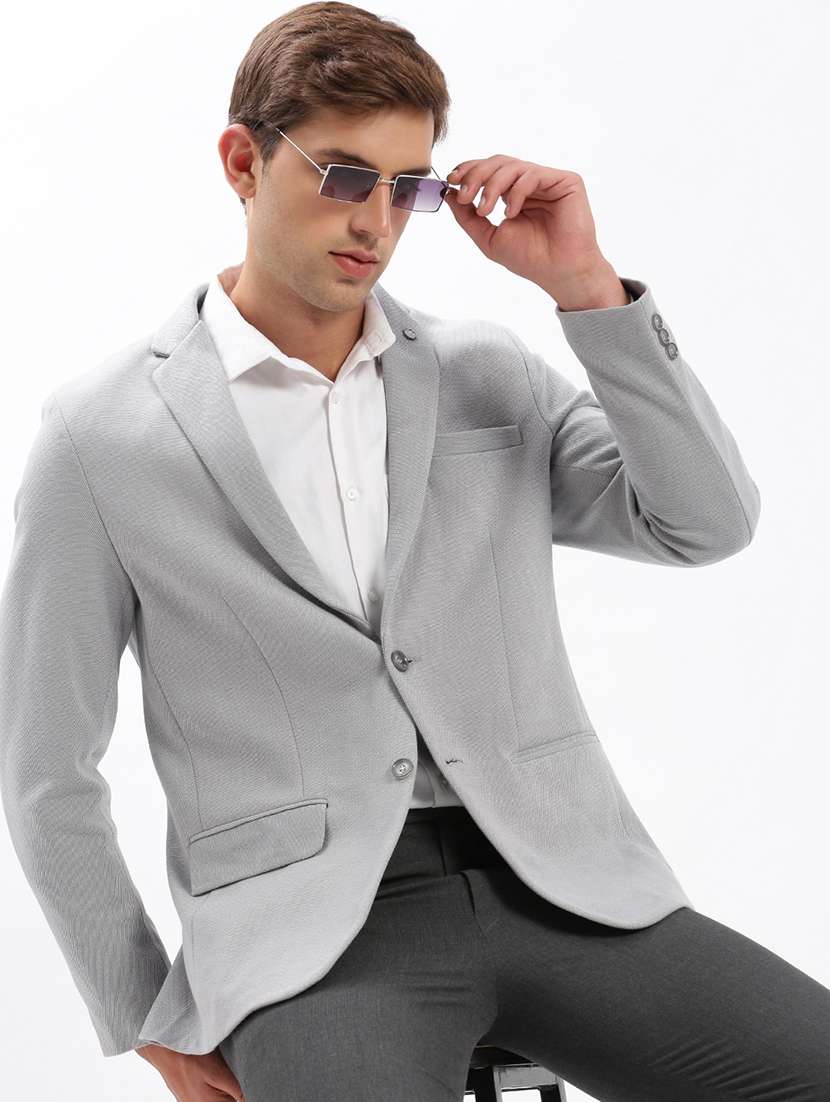 men solid single breasted casual blazer - 21325350 -  Standard Image - 1