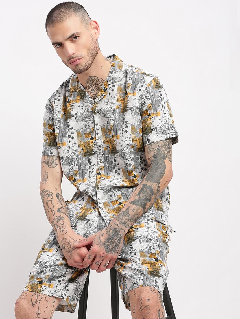 men printed cotton co-ord set - 21325440 - Standard Image - 1