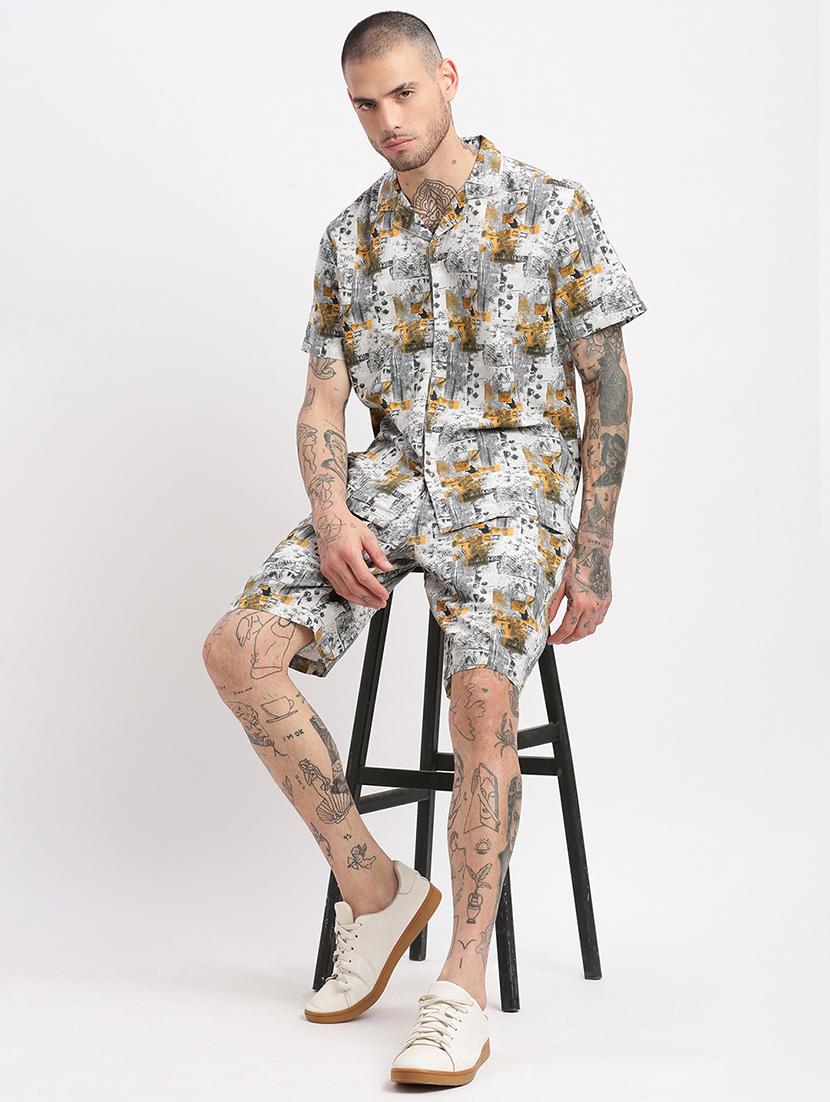 men printed cotton co-ord set - 21325440 - Standard Image - 4