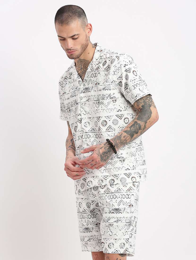 men printed cotton co-ord set - 21325441 -  Standard Image - 1