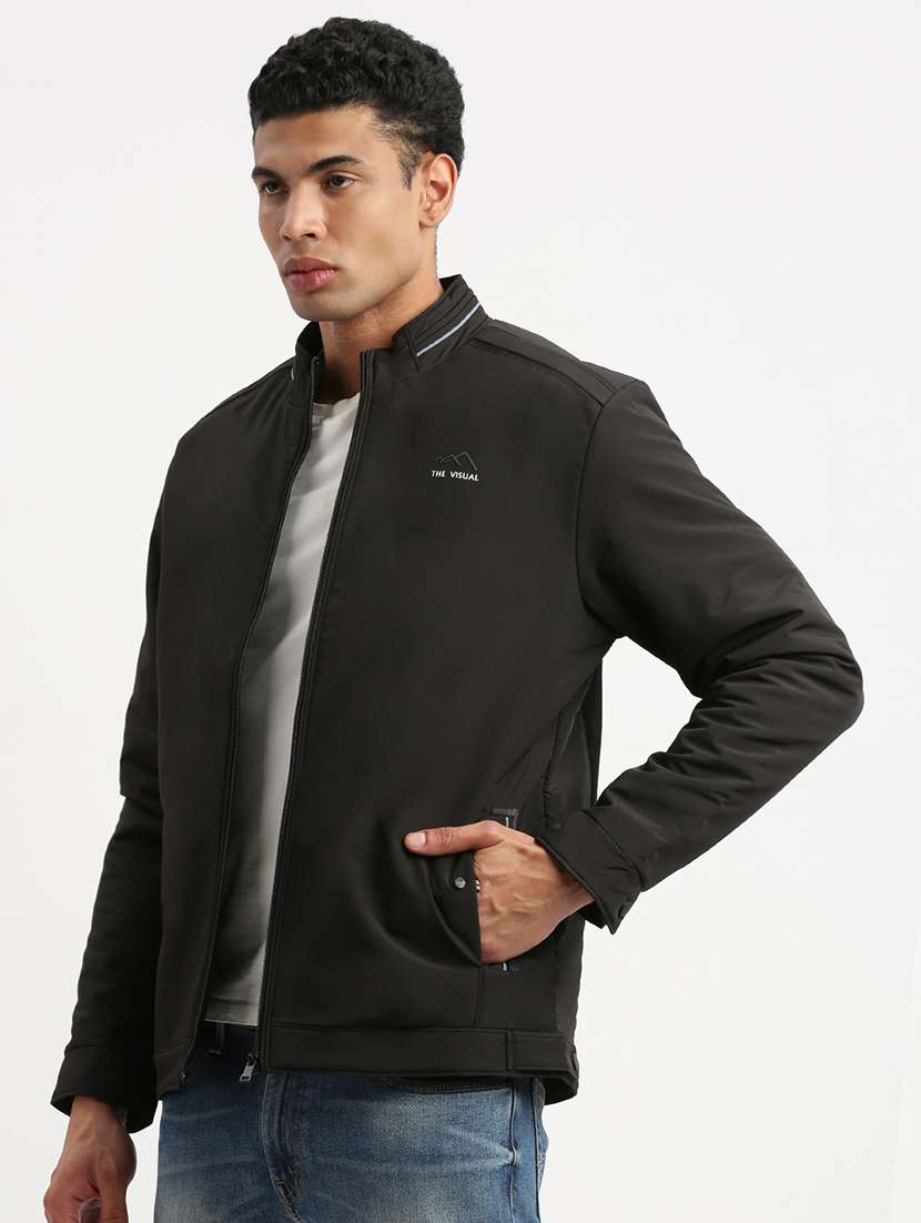 men solid long sleeve casual jacket