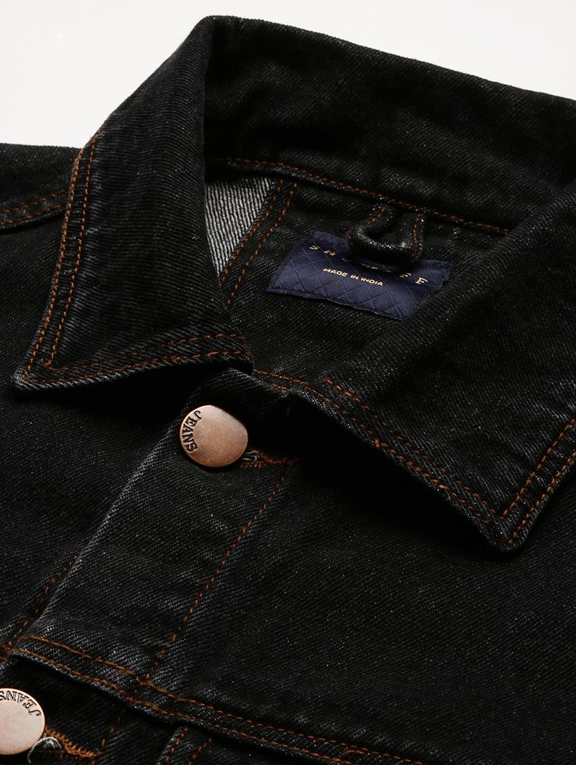 black solid denim jacket - 21325470 - Standard Image - 6