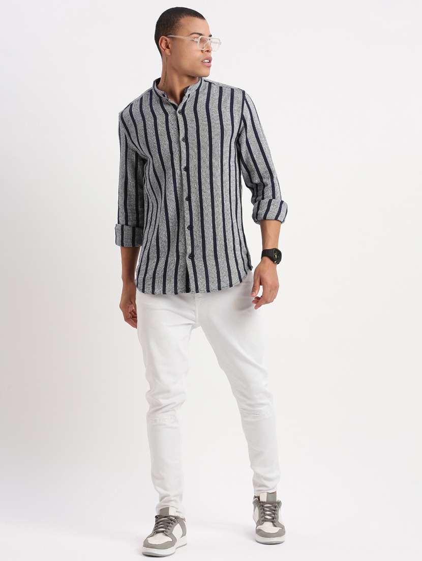 men striped cotton casual shirt - 21325473 - Standard Image - 4