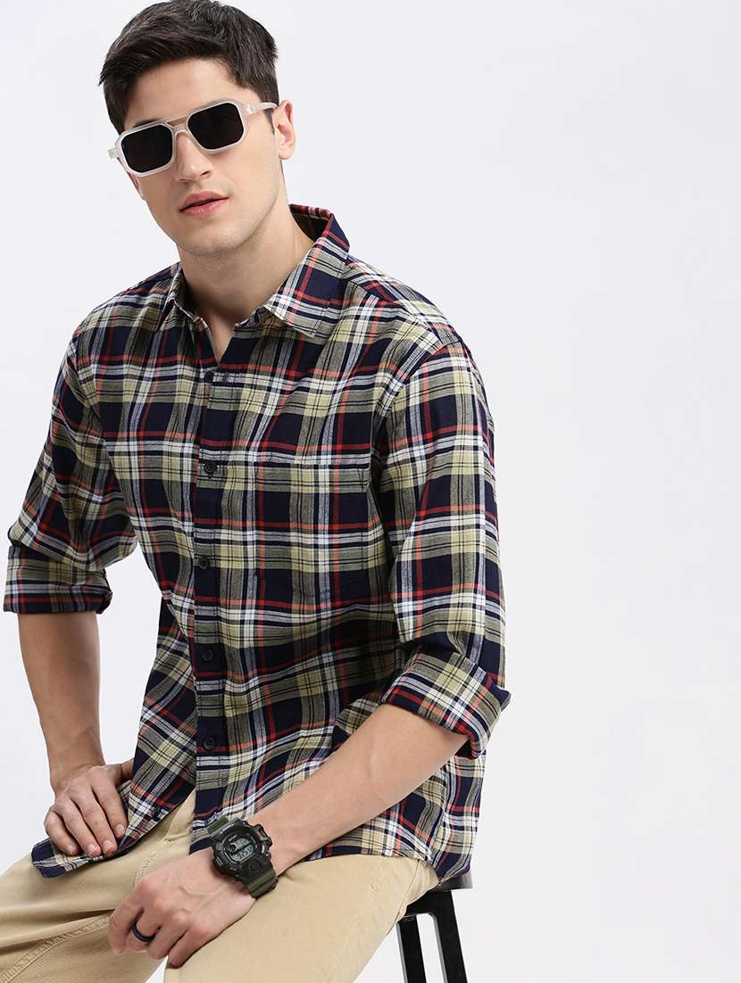 men checkered cotton casual shirt - 21325479 -  Standard Image - 1