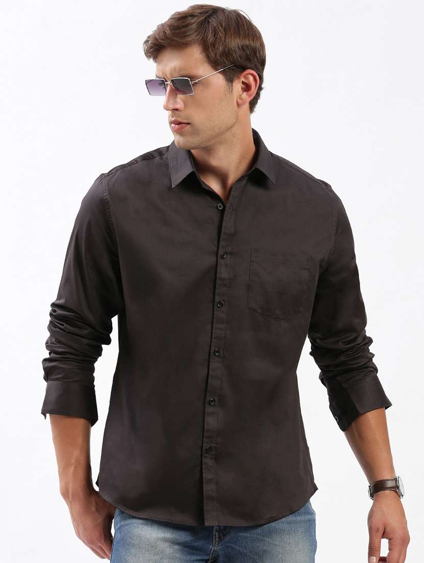 men solid cotton casual shirt