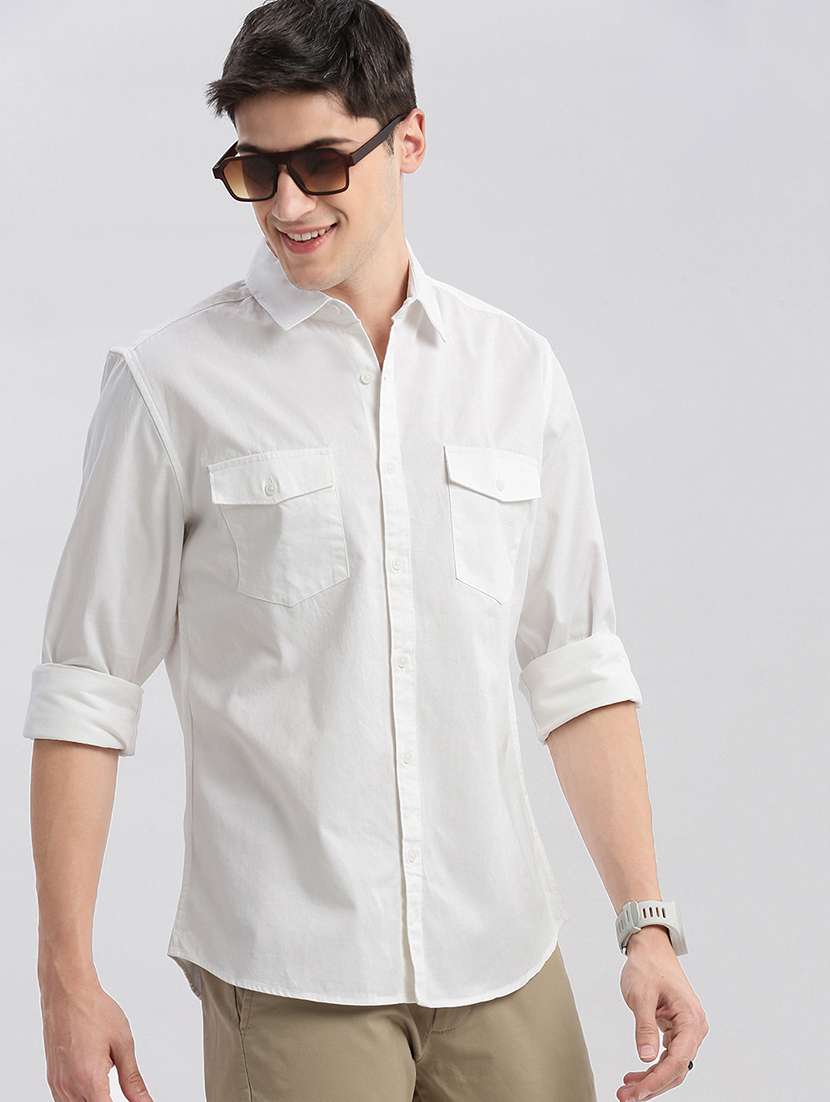 men solid cotton casual shirt - 21325484 -  Standard Image - 1