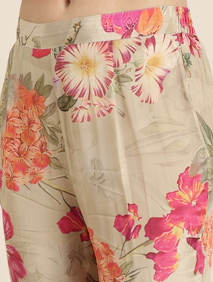 women beige viscose shirt and trouser co-ord set - 21325486 - Standard Image - 6